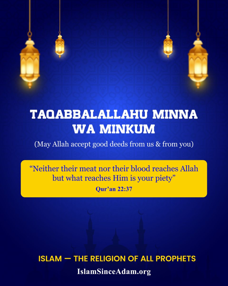 IslamSinceAdam's tweet photo. Eid Mubarak 🌙 from Islam Since Adam

#IslamSinceAdam #DiscoverIslam #WhoIsAllah #OneCreatorOneReligion  #LearnIslam #EidulAdha https://t.co/ILnTlOgTCU