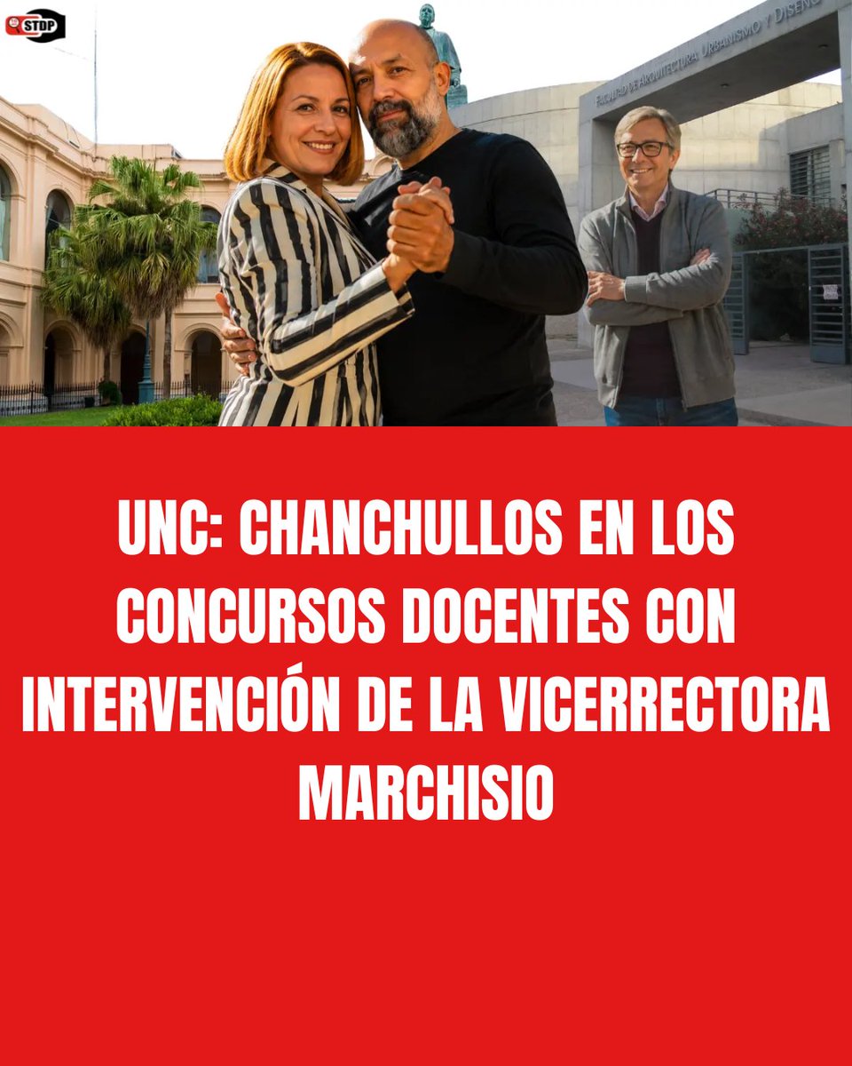 Strip_DelPoder's tweet photo. 🎓 UNC: CHANCHULLOS EN LOS CONCURSOS DOCENTES CON INTERVENCIÓN DE LA VICERRECTORA MARCHISIO 🎓

En esta investigación contamos cómo distintos concursos docentes dentro de la Universidad Nacional de Córdoba quedaron bajo sospecha por presuntas irregularidades, favoritismos y maniobras políticas 📚⚖️. Analizamos denuncias internas que apuntan a la intervención de la vicerrectora Mariela Marchisio en procesos que deberían garantizar transparencia y competencia académica.

También exponemos cómo detrás de estos concursos aparecen disputas de poder, armado de estructuras universitarias y designaciones cuestionadas que afectan directamente el funcionamiento de la UNC 🔎💸. Desde Striptease del Poder mostramos cómo las lógicas de acomodo y protección política no sólo atraviesan la política tradicional, sino también espacios universitarios que deberían ser ejemplo de independencia y mérito académico.

👉 https://t.co/EZSEnbTc2G

🗞️ En https://t.co/hlNi051JYj investigamos y publicamos lo que otros callan.
Sin pauta, sin sobres ni sponsors.
Apoyarnos es invertir en controlar al poder real.
💪 Sumate con tu aporte al alias: aportesstripdelpoder
🔗 O suscribite en: https://t.co/tJoqDJ5eSG
#UNC #Córdoba #Universidad #Educación #Política #Transparencia #Investigación #PeriodismoIndependiente