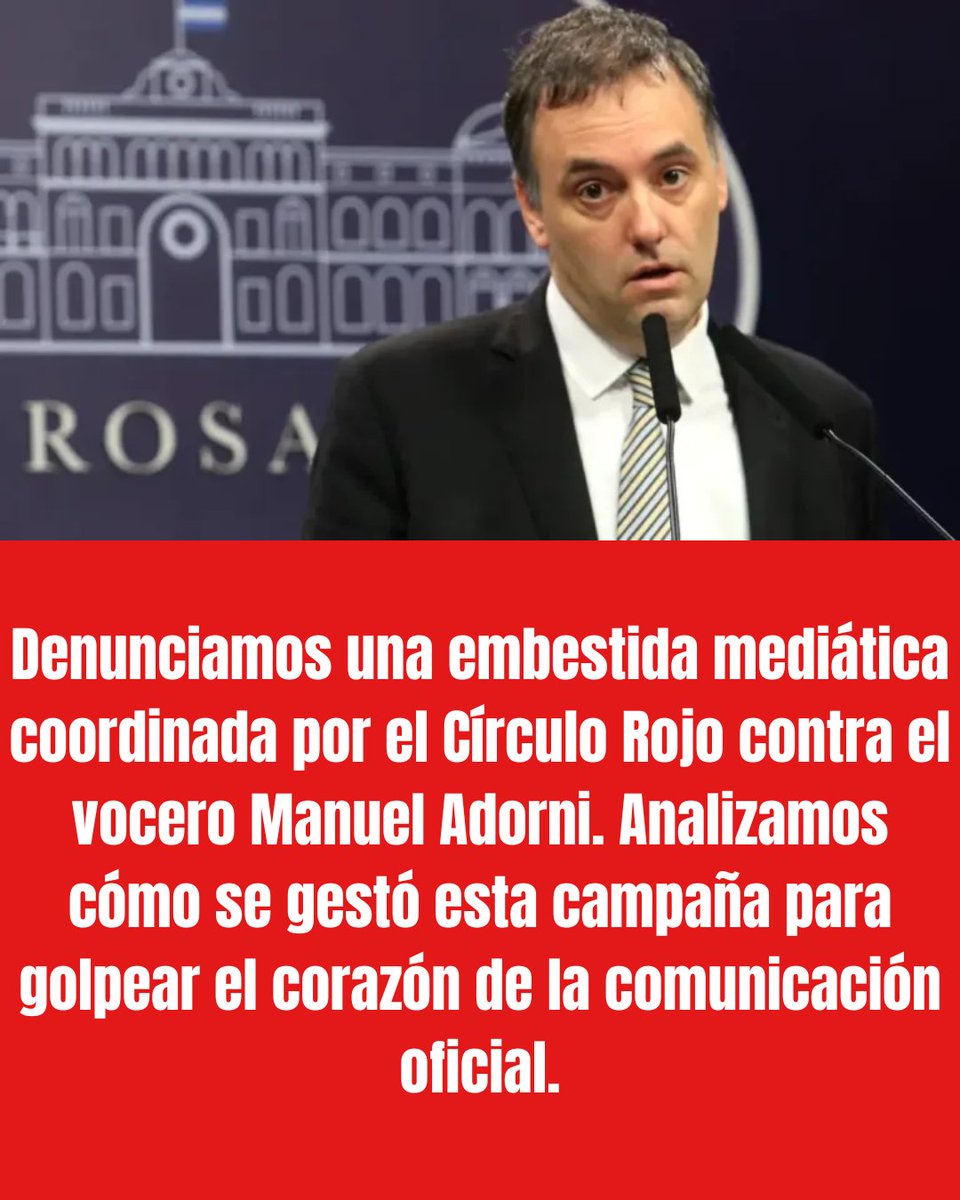 Strip_DelPoder's tweet photo. 📺 CASO ADORNI: ¿UN MINI GOLPE DE ESTADO MEDIÁTICO DEL CÍRCULO ROJO PARA INTERVENIR EL GOBIERNO DE MILEI? 📺

En esta investigación analizamos cómo el escándalo alrededor de Manuel Adorni dejó de ser solamente un problema judicial o político para transformarse en una verdadera guerra interna y mediática dentro del poder 🔎⚖️. Mostramos cómo empresarios, medios, operadores judiciales y sectores del llamado “círculo rojo” comenzaron a mover piezas frente al desgaste del gobierno de Javier Milei y las denuncias que golpean al jefe de Gabinete.

También ponemos el foco en las internas dentro de La Libertad Avanza, el blindaje político de Karina Milei y las sospechas de operaciones cruzadas, filtraciones y maniobras para condicionar al Gobierno 💣📉. Desde Striptease del Poder planteamos cómo detrás del “caso Adorni” se juega algo más profundo: una disputa por el control político y económico del rumbo del país.

👉 https://t.co/grXNaGxrfV

🗞️ En https://t.co/hlNi051JYj investigamos y publicamos lo que otros callan.
Sin pauta, sin sobres ni sponsors.
Apoyarnos es invertir en controlar al poder real.
💪 Sumate con tu aporte al alias: aportesstripdelpoder
🔗 O suscribite en: https://t.co/tJoqDJ5eSG
#Adorni #Milei #LLA #CírculoRojo #PolíticaArgentina #Medios #Poder #Investigación #PeriodismoIndependiente