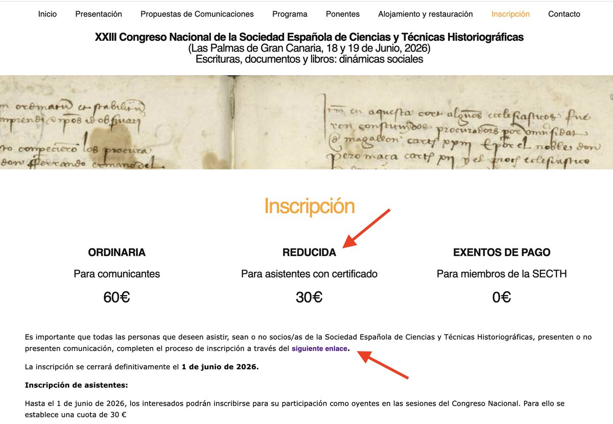 LeonorZozaya's tweet photo. I🤎📃?

Si te gustan los #manuscritosantiguos o la #paleografía, ¡inscríbete como asistente (30€, hasta el 1 de junio) en el congreso de la @secctthh sobre "Escrituras, documentos y libros: dinámicas sociales", que acoge la #ULPGC el 18 y 19 de junio!

🔗 https://t.co/4iAr6W7jIi https://t.co/ZdFllH3TFn