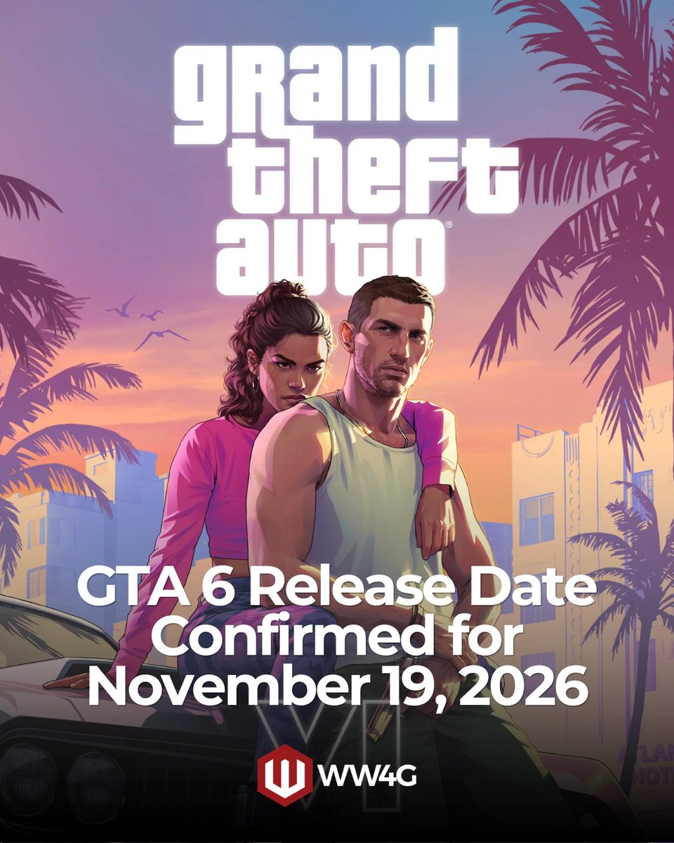 willwork4games_'s tweet photo. Grand Theft Auto 6's release date has been reaffirmed by Take-Two CEO Strauss Zelnick.

The long-awaited new entry in series is scheduled for release on November 19, 2026, for consoles.

#GTA6 #GrandTheftAuto6 https://t.co/ice7qGg7rf