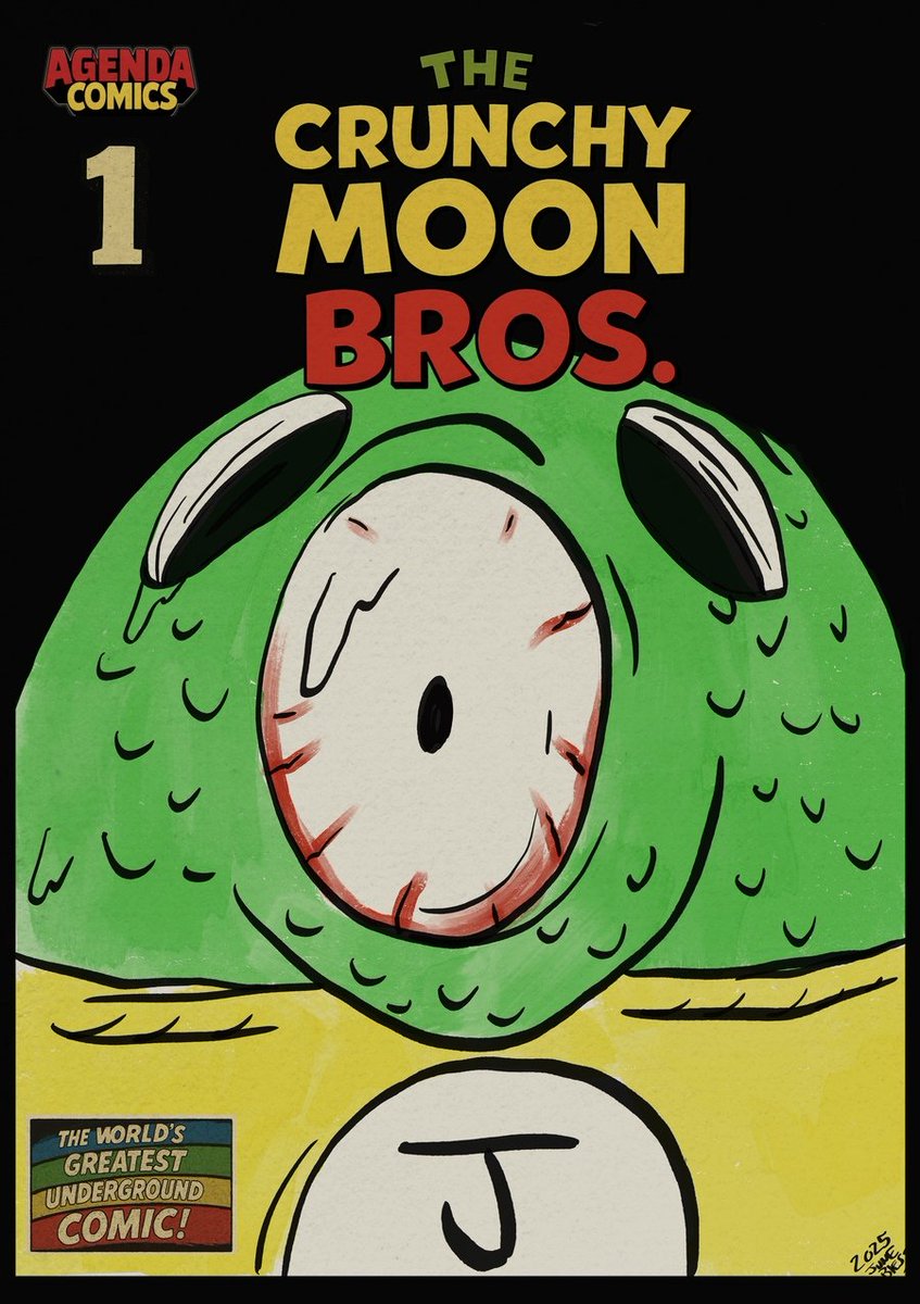 Agendacomics's tweet photo. @KylePrometheus One second: little brother.

Next second: giant candy eyeball creature.

Classic Moon morning.

Crunchy Moon Bros:  https://t.co/ZxYk6P0Ifb https://t.co/LEjG1o7hmx