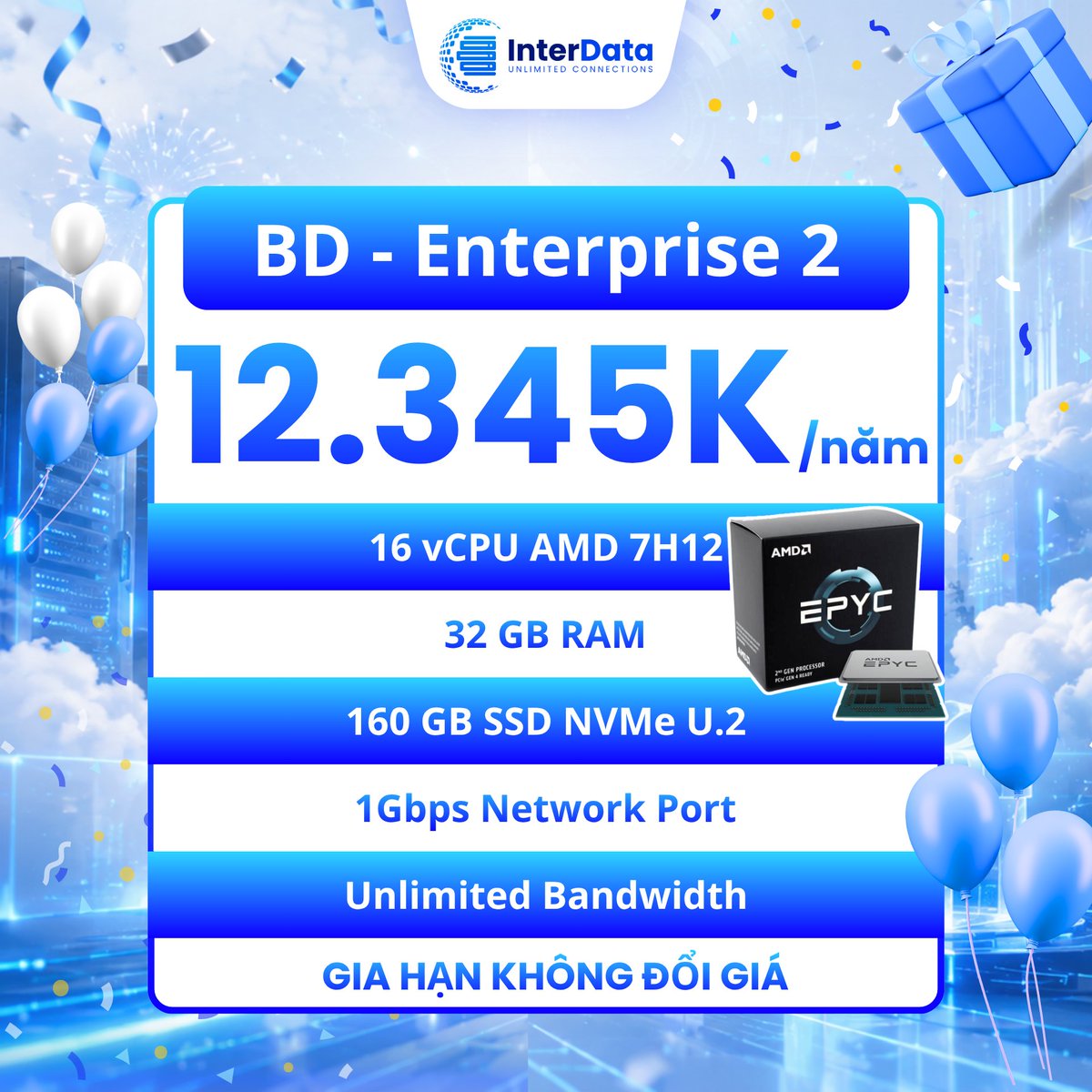 Interdatavn's tweet photo. 🔥🔥ƯU ĐÃI INTERDATA DAY - VPS AMD HIỆU NĂNG CAO 

Cột mốc 5 năm xây dựng và phát triển hạ tầng số cho doanh nghiệp và cộng đồng công nghệ Việt Nam. InterData tung nhiều ưu đãi VPS AMD EPYC hiệu năng cao, gia hạn không đổi giá

👉Xem ngay: https://t.co/U6N9hYfRIP https://t.co/xCK6SIFlEI