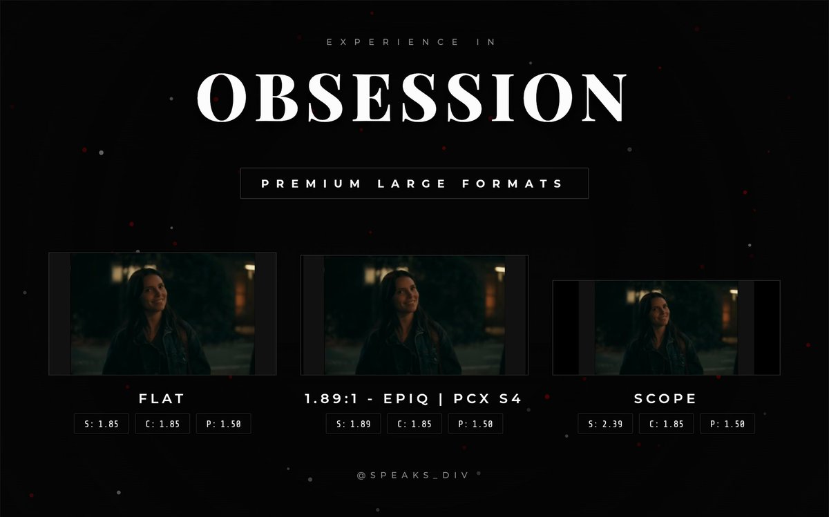 Speaks_Div's tweet photo. #Obsession Not that I need to since it's already in Week 2, but here's the #AspectRatioGuide
1.5:1 for the entire time in a 1.85:1 container.
Expect Double Pillar-Box Bars on all non-1.85:1 Screens. https://t.co/BQjOlJP9KE