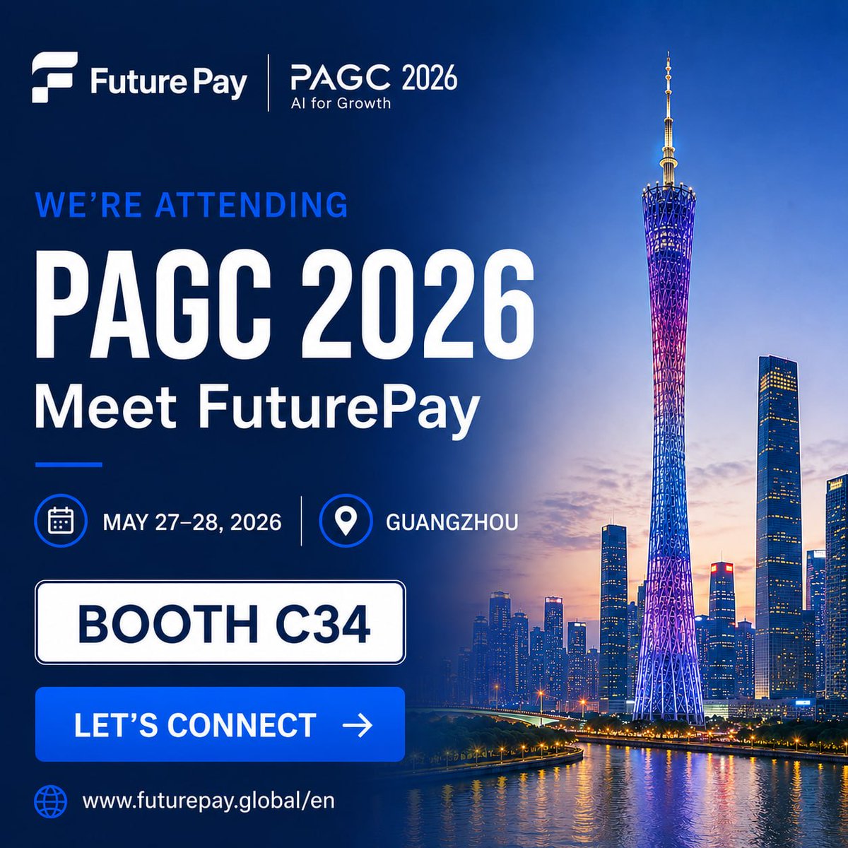 FuturepayCO's tweet photo. 3 days to go until PAGC 2026.
FuturePay will be at PAGC 2026, showcasing cross-border payment solutions for global businesses.
We help merchants simplify global collections and operate more efficiently across markets.
https://t.co/HdIN1GG5w2
#FuturePay #Fintech #GlobalPayments https://t.co/XnCgdcnBZ1
