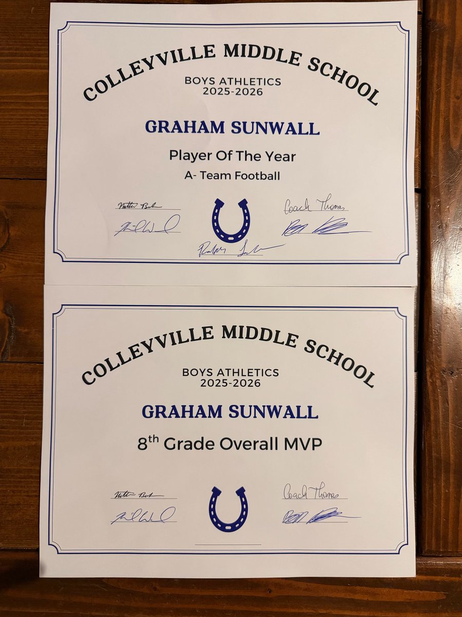 Gsun_0529's tweet photo. Thankful to be named as the 8th Grade Athletic MVP and Football Player of the year! Now exited to be a CHHS Panther!
@CmsColts 
@RalphLandau1 
@RecruitCville 
@CHHS_FOOTBALL
@cody_spence1 
@Coach_JSnyder 
@_Jerry_Edwards https://t.co/h9YMyced6O
