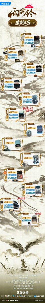 rruonans's tweet photo. #ZhanZhaoAdventures new airing schedule ❤️⚔️

MAY 25 • 27 SVIP | 26 VIP
MAY 26 • 28-29 SVIP | 27-28 VIP
MAY 27 • 30 SVIP | 29 VIP
MAY 28 • 31-32 SVIP | 30-31 VIP
MAY 29 • 33 SVIP | 32 VIP
MAY 30 • 34 SVIP | 33 VIP

MAY 31 - JUNE 02 OFF 

JUNE 03 • 35 SVIP | 34 VIP
JUNE 04 • 36 SVIP | 35 VIP
JUNE 05 • 37 SVIP (END) | 36 VIP
JUNE 06 • 37 VIP (END)

#YangYang #ZhangRuonan #FangYilun