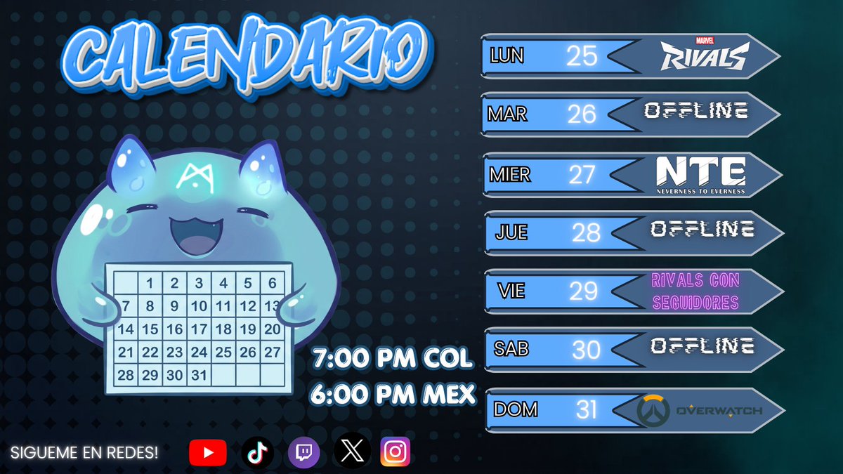 ShiroeVt's tweet photo. Calendario para la semana que viene! 🤪 https://t.co/7m8fH7h1YA