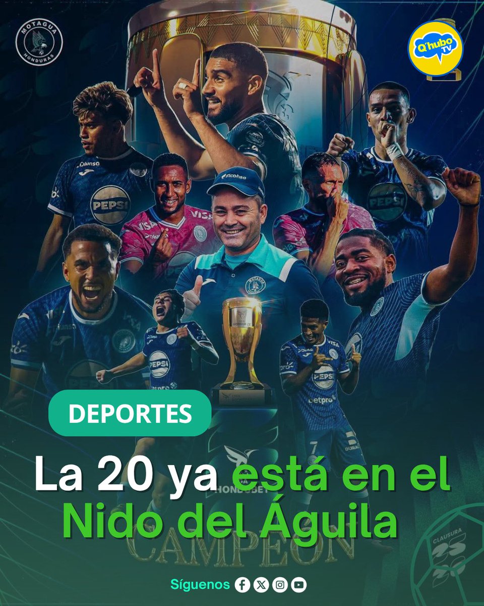 Qhubotvoficial's tweet photo. #QhuboTv #Deportes | La 20 llegó al Nido del Águila 

Motagua venció a los verdes y se corona campeón una vez más, haciendo historia en el fútbol hondureño.

#MotaguaCampeón #La20 #AzulesDeCorazón #Motagua #NidoDelÁguila #OrgulloAzul #Campeones https://t.co/iLfh2NckKT