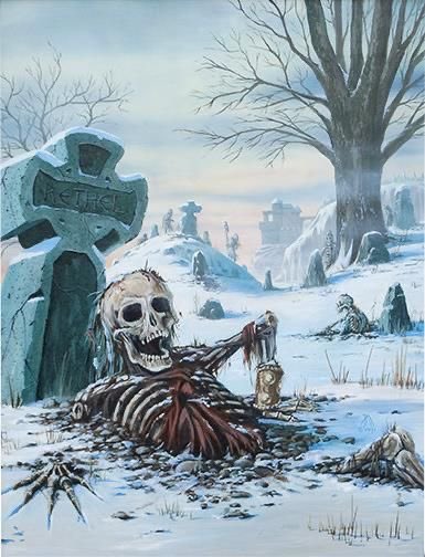 ClubHaunt's tweet photo. Where frost falls, the dead rise. 
‘A Winter’s Tale’ by Jeff A. Menges. 💀
#GraveyardArt #HorrorFamily https://t.co/WfxDfrz01g