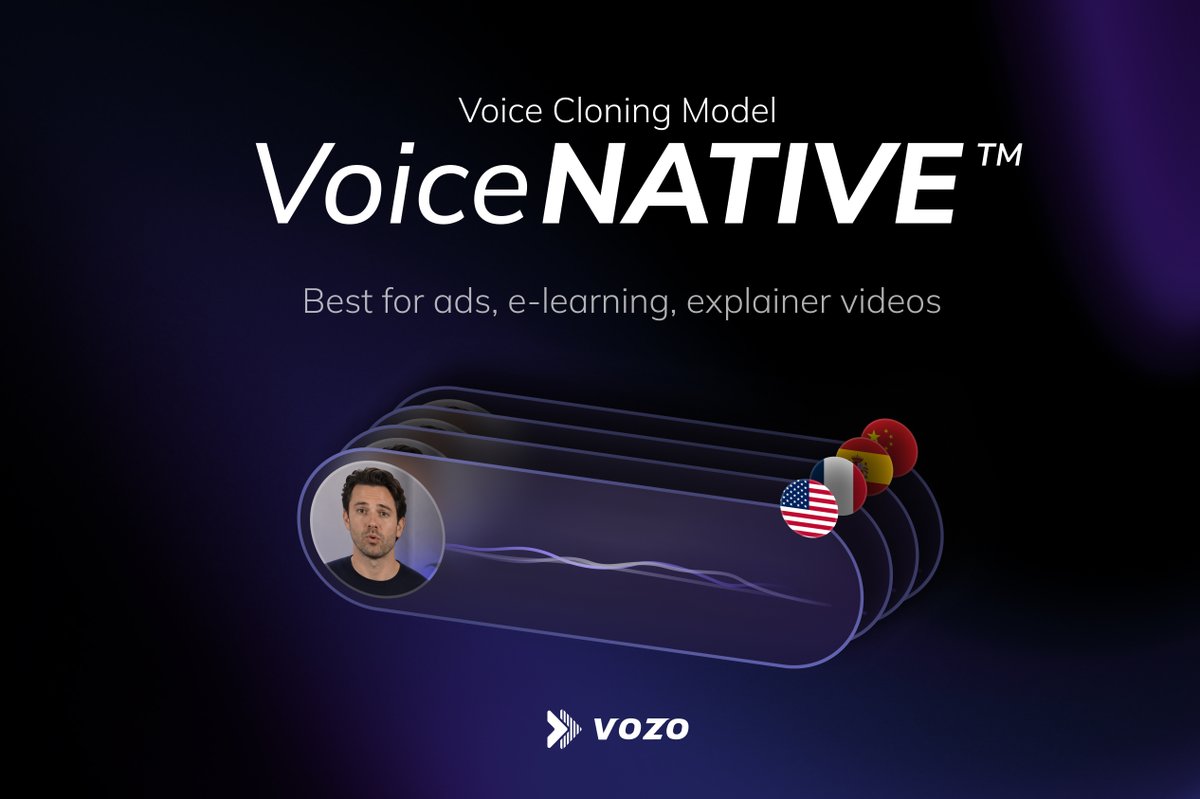 vozoai's tweet photo. Introducing VoiceNATIVE™ — Vozo’s new voice cloning model, built for one thing: sounding like a local.

VoiceNATIVE™ delivers a natural target-language accent without carrying over the phonetic patterns of the source language. The result? Dubbed content that doesn’t just translate the words — it sounds like it was recorded in the room.

Vozo already has VoiceREAL™, which keeps the original speaker’s emotional delivery and speaking rhythm intact.

Now you have both:
• VoiceREAL™ — emotional delivery and speaking rhythm, built for dramas, vlogs, and entertainment
• VoiceNATIVE™ — local credibility, built for ads, e-learning, and explainer videos

Both preserve the original speaker's voice identity — whatever language your video is dubbed into.

Choose the model that fits — or let Vozo AI decide.