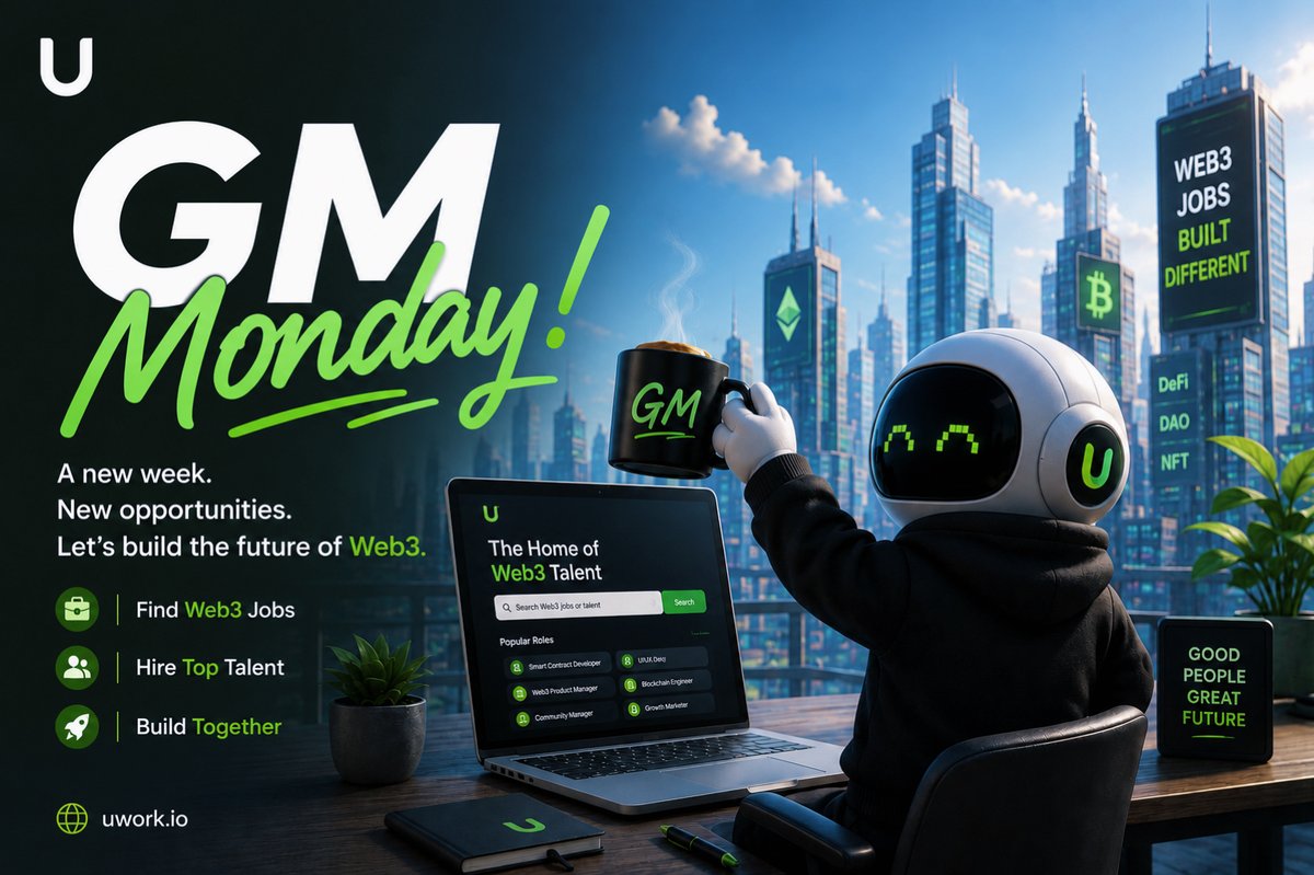 Uwork_Office's tweet photo. GM Monday!
#web3jobs https://t.co/aEvPRqwUK9