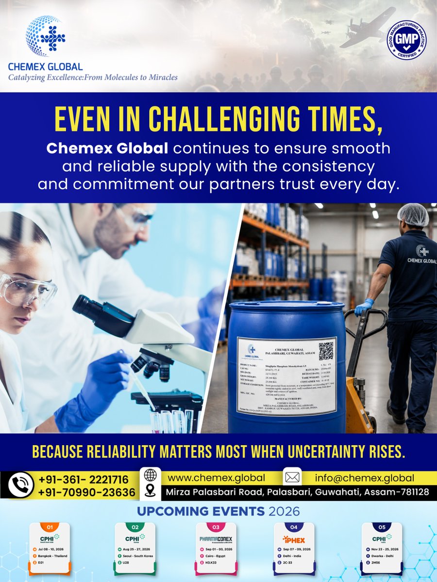 ChemexG's tweet photo. In times where uncertainty surrounds global supply chains, dependability becomes the true differentiator.

#ChemexGlobal continues to deliver with consistency, operational strength, and the trust our partners count on every day. https://t.co/Yp190vGHIM