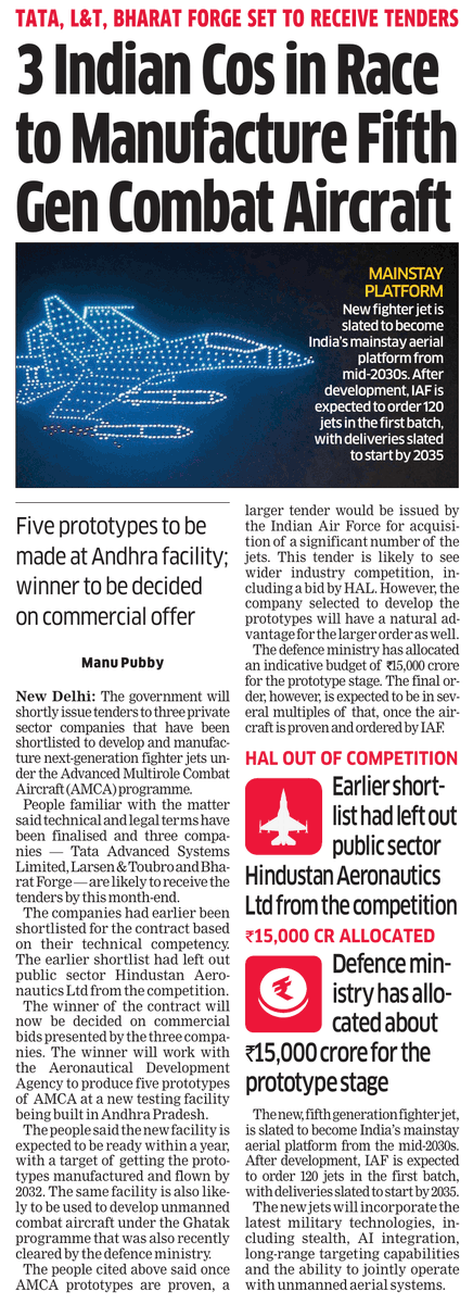 Power_Axis1's tweet photo. #AMCA RFP reportedly coming soon:
• L&amp;T–BEL JV
• TASL
• Bharat Forge–BEML–Data Patterns

If true, Defence Twitter will be very happy😶

But honestly, this entire process could’ve been avoided if RFP had been issued right after shortlisting 3 consortiums instead of wasting time https://t.co/m4QPPLOPLE