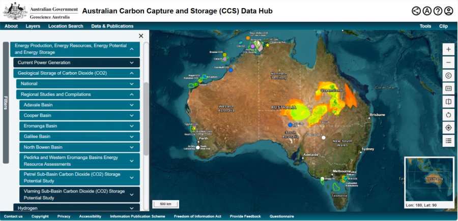 GeoscienceAus's tweet photo. Australia’s geological carbon storage data is now easier to find and use. Explore the new Australian Carbon Capture and Storage Data Hub – a free spatial tool bringing together #CCS project and science data from across the country.
👉 https://t.co/6qL962OoGk 
#EnergyTransition https://t.co/KcK2rnX4Wk