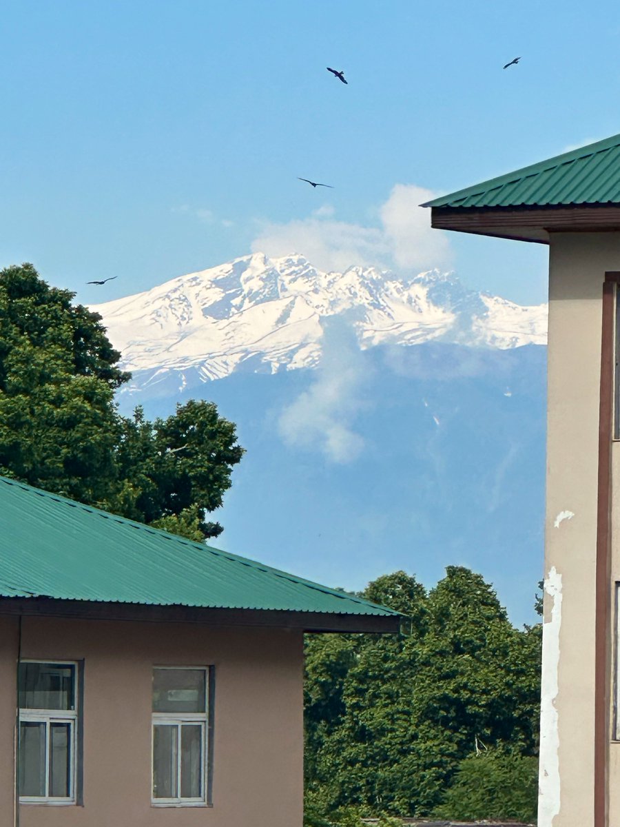 Ieshan_W's tweet photo. A fresh bit of snow high up in the mountains as viable from Srinagar. https://t.co/oGGK9IcRUC