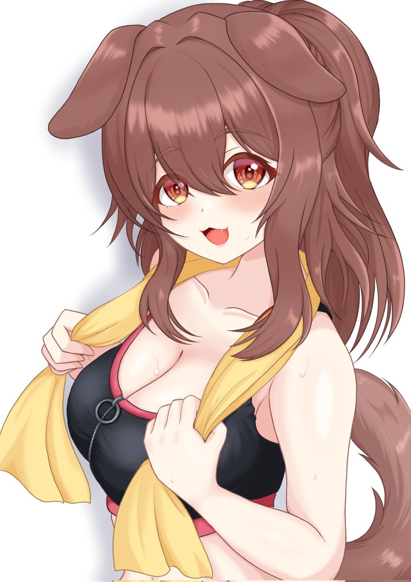 戌神ころね 「運動後のころさん #できたてころね」|手乗りフクロウ🥐🌲🍙🧂🦊🍂のイラスト