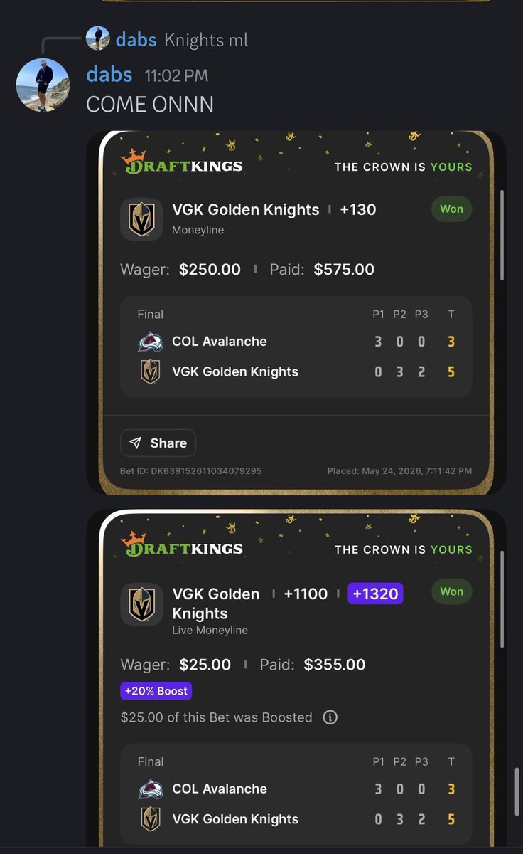 degendabs's tweet photo. Vegas knights bring me up to 180 units on the year 🤝

Keeping track of my bets def been helping me stay green https://t.co/lJg9WPS6ND