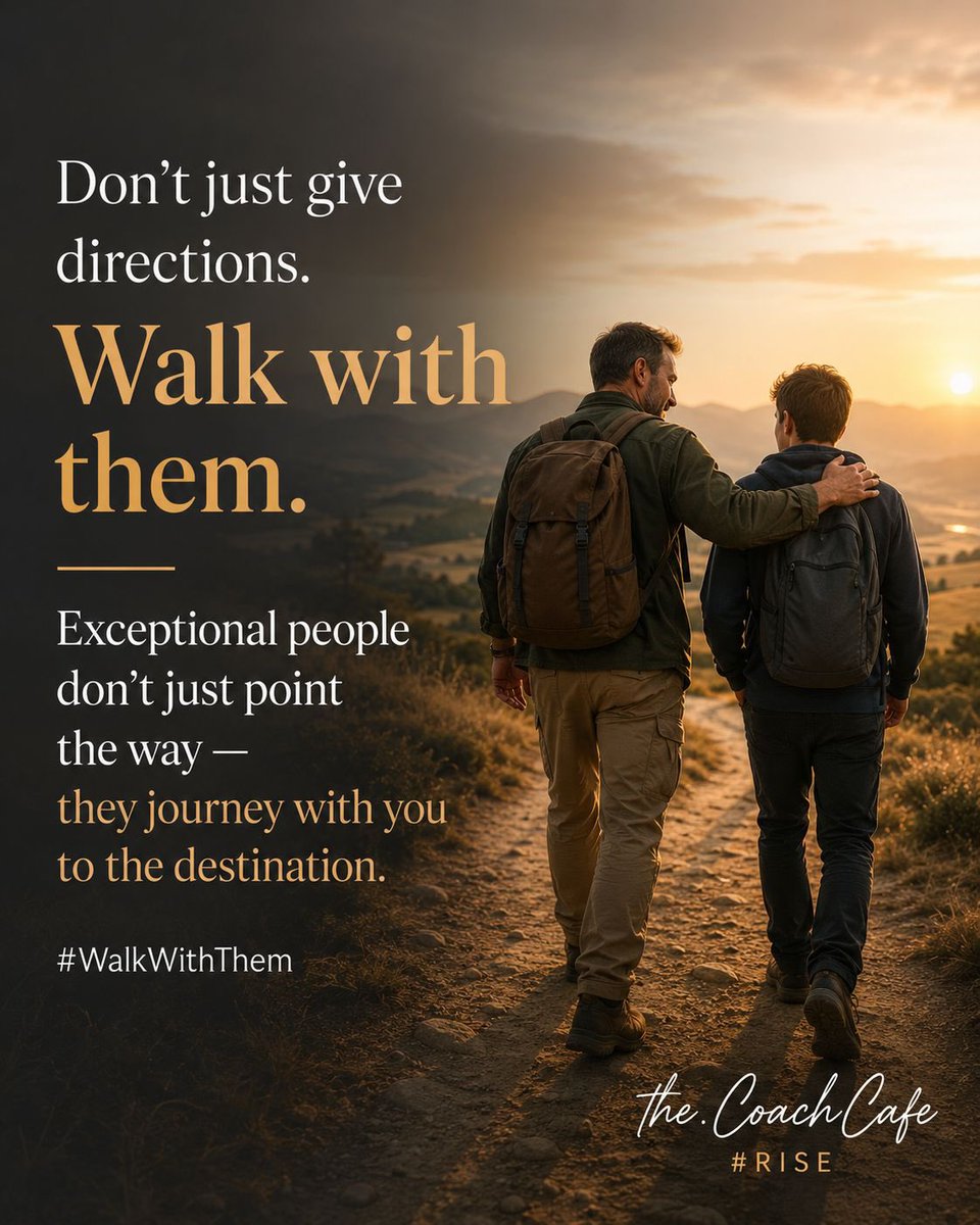 thecoachcafe's tweet photo. In life you will find that most people lack direction, and if you want to help them, don't just give them directions, walk with them and take the journey. Average people will point their directions, but exceptional people will take you to the destination. … https://t.co/fSBQh1XXWr