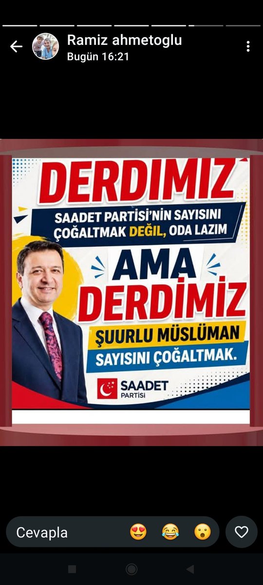 Ahmet6399's tweet photo. @hakanfidan_tr Saadet partisi https://t.co/HLAH1AbKiB