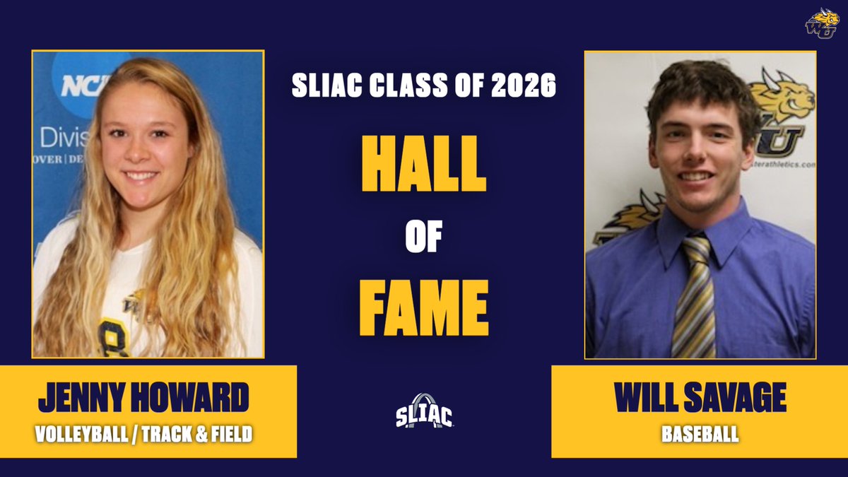 GorlokSports's tweet photo. Congratulations to Gorlok alums Jenny Howard and Will Savage for being elected into the SLIAC Hall of Fame for the Class of 2026. https://t.co/fqrUas5VIP