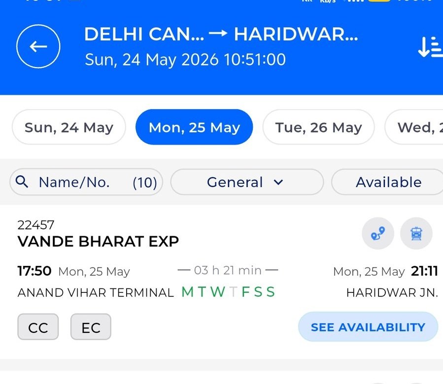abd_2329's tweet photo. @JaipurRailways @NWRailways @DRMJodhpurNWR @RailMinIndia @AshwiniVaishnaw दिल्ली–हरिद्वार/देहरादून Vande Bharat Express को जयपुर तक extend करने के साथ-साथ इसे 20 coaches की ट्रेन बनाया जाए। 
Jaipur  se Haridwar route पर भारी demand रहती है।
इससे यात्रियों को अधिक seats, बेहतर  और waiting problem से राहत मिलेगी https://t.co/pAyJ90Sjje