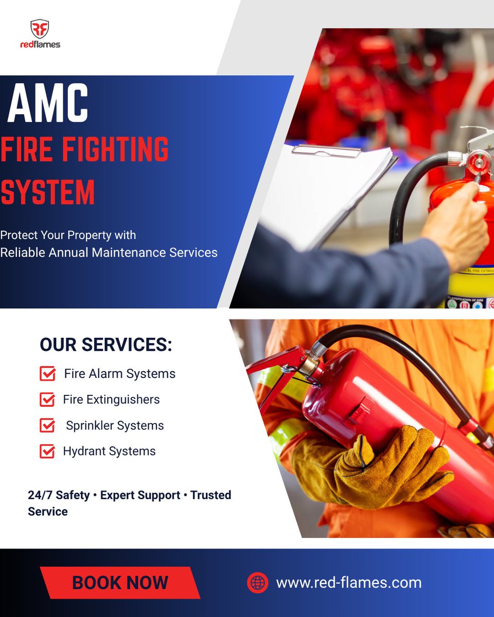FlamesLlc's tweet photo. 🔥 AMC FIRE FIGHTING SYSTEM 🔥

Protect Your Property with
Reliable Annual Maintenance Services
✅ Fire Alarm Systems
✅ Fire Extinguishers
✅ Sprinkler Systems
✅ Hydrant Systems
✅ Emergency Lights

24/7 Safety • Expert Support • Trusted Service
📞 Contact Red Flames Today https://t.co/Ivq3Yj2Yep