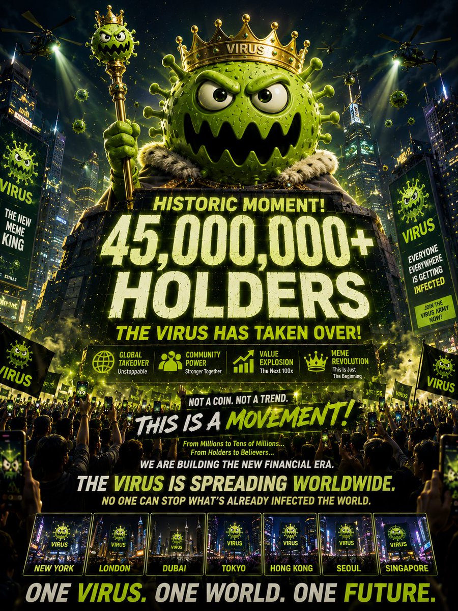 liu5908's tweet photo. DOGE 有 DOGE 的时代。  
PEPE 有 PEPE 的时代。

而现在，

VIRUS 正在开启：
新的 MEME 狂潮。

4500万持币地址，
已经不是普通 MEME 能做到的事了。

VIRUS × BNB

真正的病毒扩散，
才刚刚开始。 🦠

关注 + 评论区留下你的 Web3 钱包地址。

🎁 随机抽取 10名  
每人奖励 199 VIRUS

Go Go Go 🚀 https://t.co/UdjQqX44cC