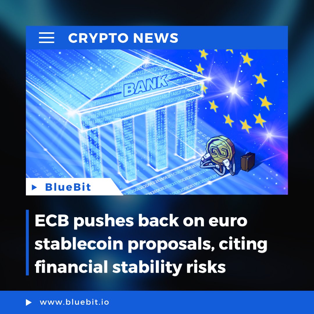 Bluebit_io's tweet photo. ����#CryptoNews: ECB pushes back on euro stablecoin proposals, citing financial stability risks.

📑 The ECB warned EU finance ministers that expanding euro stablecoin issuance could weaken bank lending and complicate monetary policy.

#BlueBit #ECB #Europe #MiCA #Stablecoin https://t.co/7oh92nhxbr