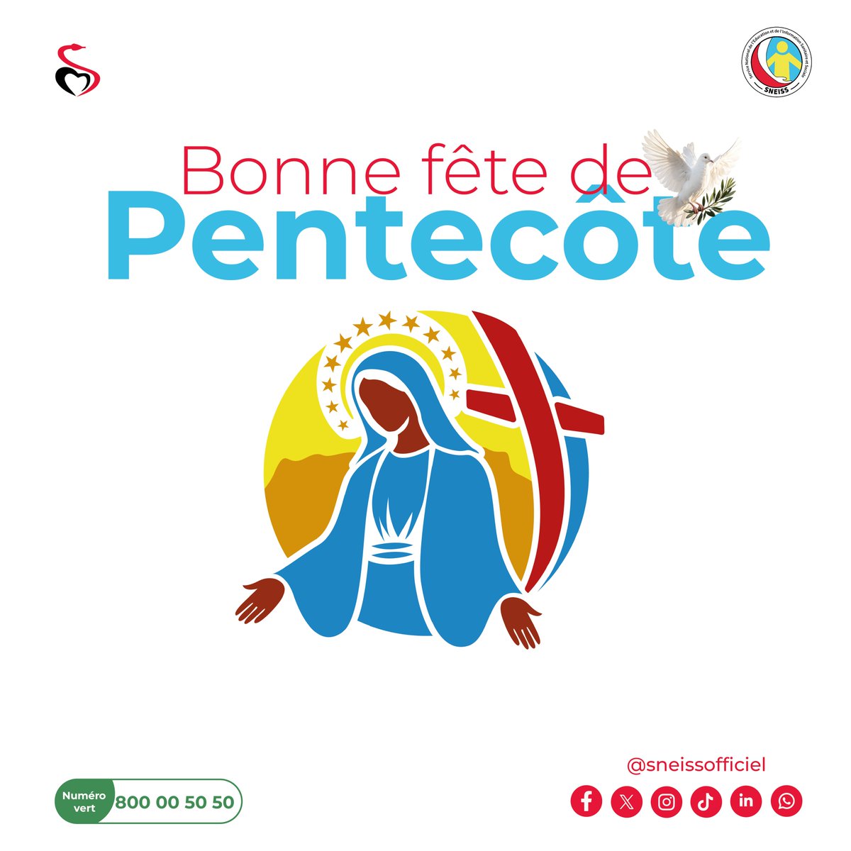 SneipsO's tweet photo. 🕊️ À l’occasion de la #Pentecôte, le @SneipsO souhaite une excellente fête à toute la communauté chrétienne.
Que cette journée soit porteuse de paix, d’espérance et de bénédictions pour tous. 🙏
 #Paix #Espérance #Popenguine #MSAS #MSHP #SNEISS https://t.co/mwcNduhr0w