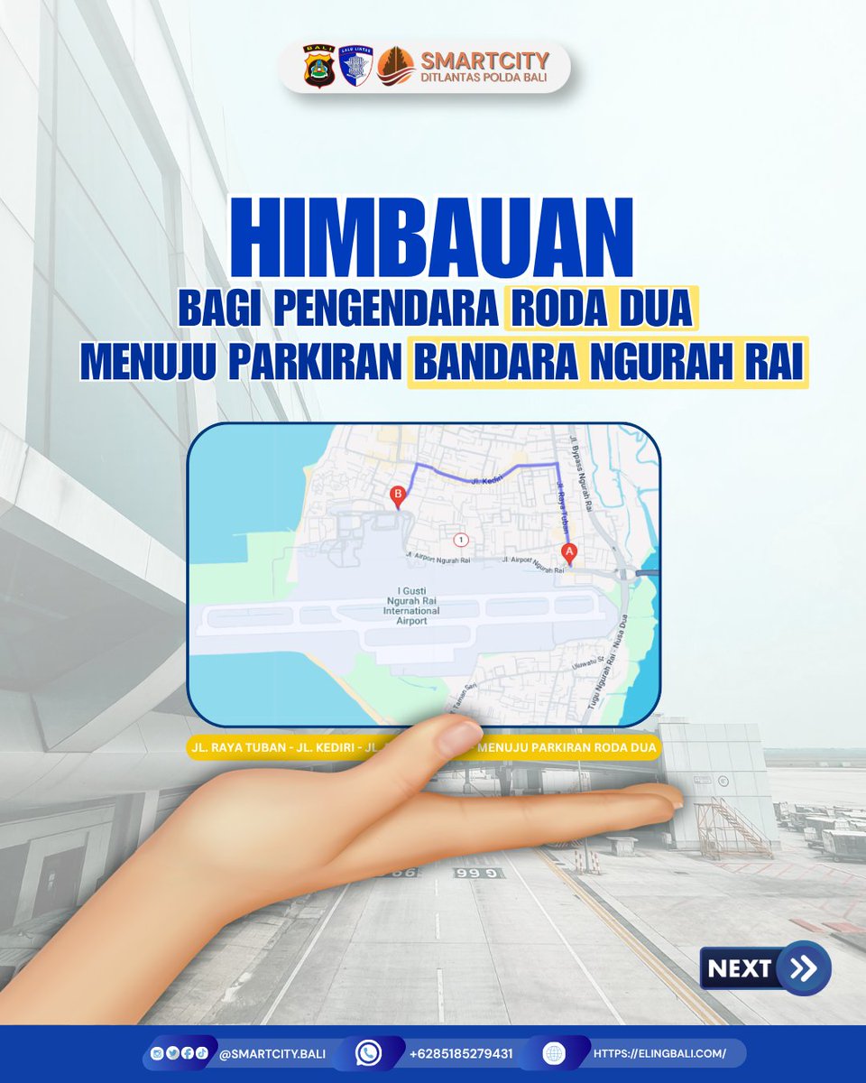 eling_bali's tweet photo. Halo Semeton, ada informasi penting nih terkait akses menuju Bali Airport.

Informasi ini kembali dihimbaukan karena berdasarkan pantauan CCTV Backoffice Smart City Ditlantas Polda Bali, masih ditemukan pengendara roda dua yang masuk ke jalur khusus kendaraan roda empat. https://t.co/hz4M85vzS8