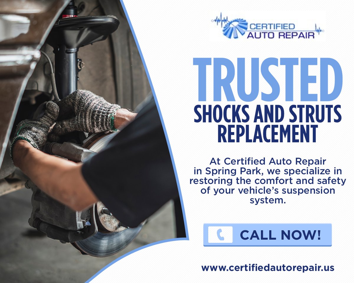 MNCertifiedAuto's tweet photo. 🚗 Is your ride feeling rough? It might be time for shocks and struts replacement! 🛠️ Don’t let worn-out suspension parts compromise your safety and comfort. Get your shocks and struts replaced today!

🌐 https://t.co/UQCd41AQot

#ShocksAndStrutsReplacement #CertifiedAutoRepair https://t.co/qz8B1MJyQh
