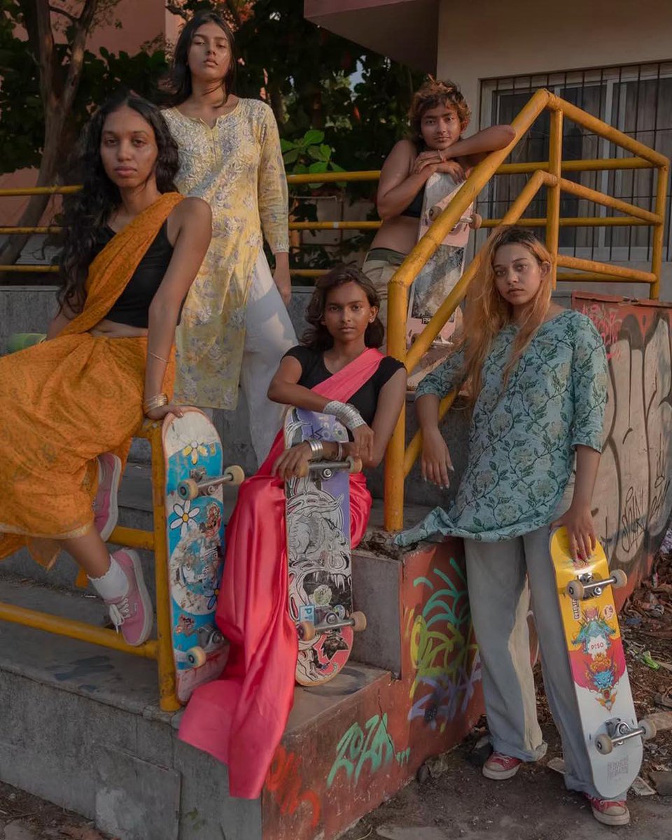 Complex's tweet photo. Skating Worldwide 🌎

Photographer Chantal Pinzi spent years documenting women skateboarders around the world, where riding a board can be an act of resistance. Her ongoing series ‘Shred the Patriarchy’ has taken her through countries like Morocco, India, & Ethiopia.

[📸: via/ https://t.co/fZKlnVMgCI ]