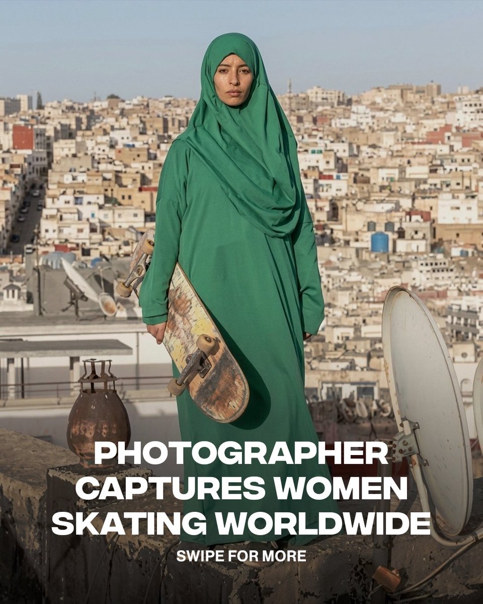 Complex's tweet photo. Skating Worldwide 🌎

Photographer Chantal Pinzi spent years documenting women skateboarders around the world, where riding a board can be an act of resistance. Her ongoing series ‘Shred the Patriarchy’ has taken her through countries like Morocco, India, & Ethiopia.

[📸: via/ https://t.co/fZKlnVMgCI ]