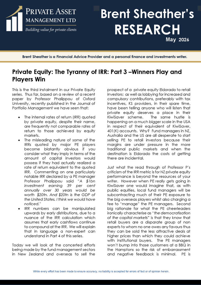 brentsheather's tweet photo. Below is my latest research: "Private Equity: The Tyranny of IRR: Part 3 – Winners Play and Players Win", which also appeared in the NBR. https://t.co/16Omo1wFUI