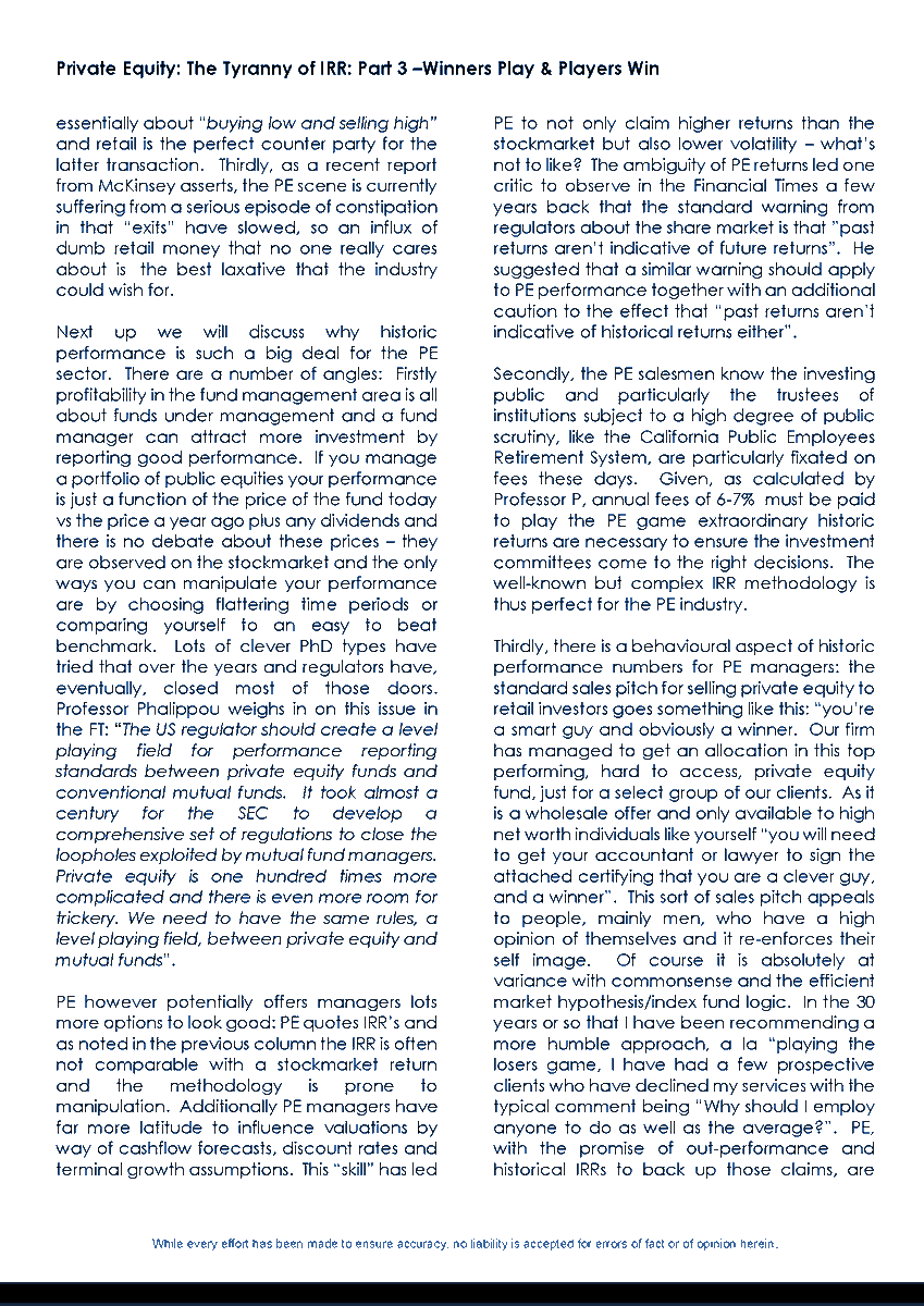brentsheather's tweet photo. Below is my latest research: "Private Equity: The Tyranny of IRR: Part 3 – Winners Play and Players Win", which also appeared in the NBR. https://t.co/16Omo1wFUI