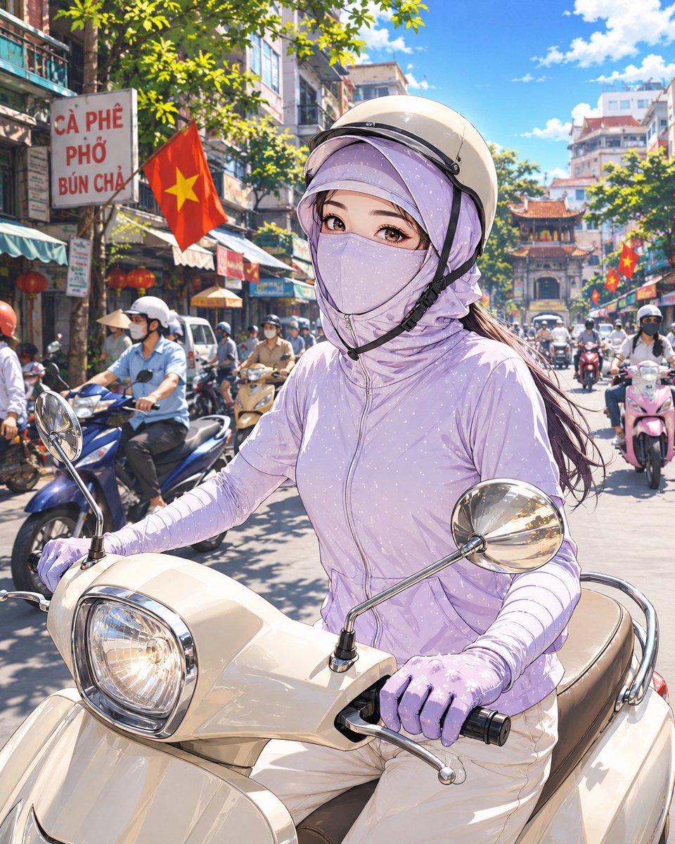 chatGPTに「バイクに乗ってるベトナムの美白忍者を描いて」と注文して