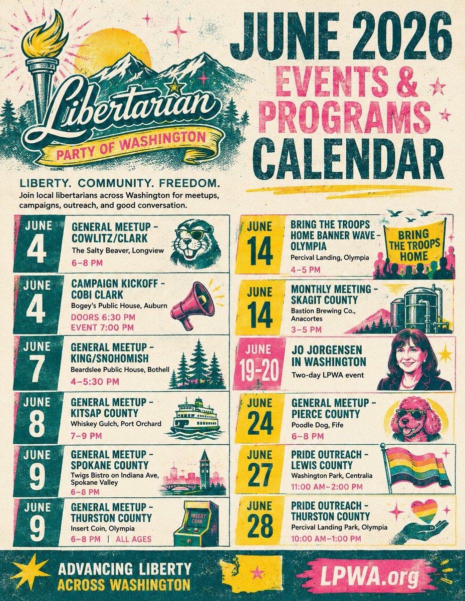 lpwa's tweet photo. Come to one of our June events! 

Jo Jorgensen on June 19th and 20th! Get your tickets today; limited seats are available.

https://t.co/zij8xQkJ9s https://t.co/cavPVKLb8Y
