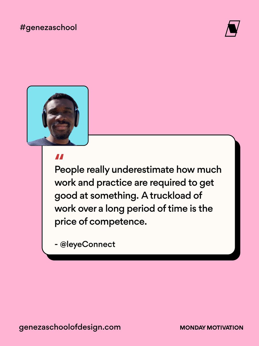 genezaschool's tweet photo. Getting good at something is not a moment. It is putting in work that nobody sees before you produce work that everybody notices.

The gap between where you are and where you want is time and repetition.

So if you are in the middle of that gap right now, you are not behind. Keep going! 

Thank you @leyeConnect for the gentle reminder. Wishing you a creative week ahead! 🚀

#designermindset #creativegrowth #designcommunity #learndesign #creativeprocess
