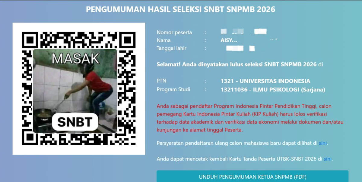 aish²⁶ LOLOS PSIKO UI ALHAMDULILAH TAKBIRRR tweet media
