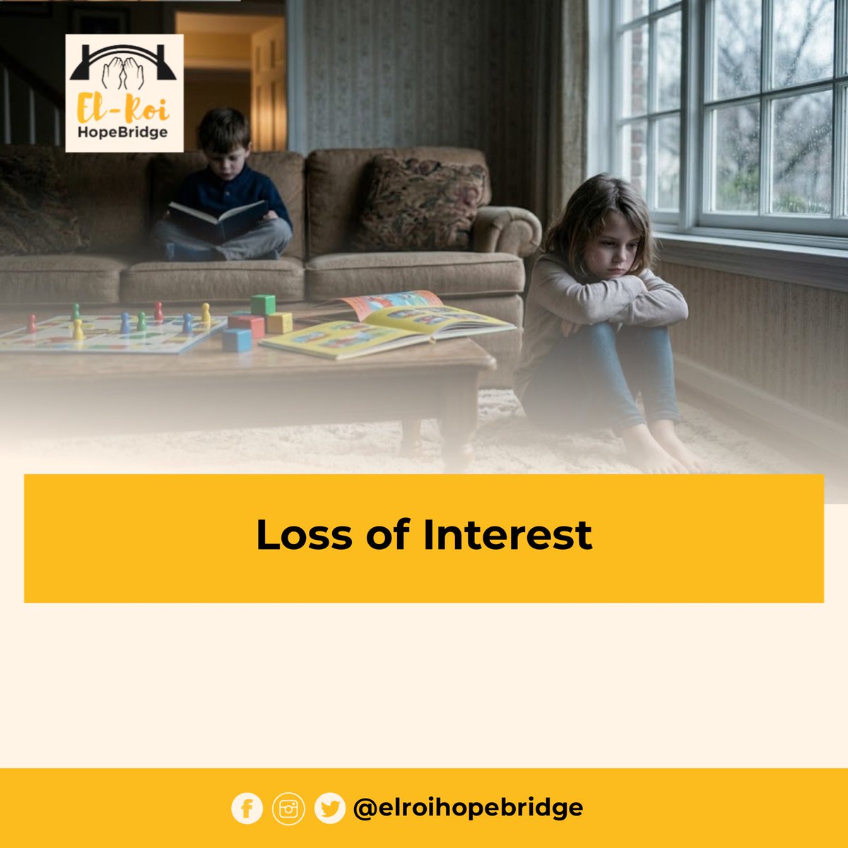 ElRoiHopeBridge's tweet photo. Not all struggles are loud.
Some children are silently asking for help.
Withdrawal, fear of expressing opinions, loss of interest, and academic anxiety are signs we shouldn’t ignore.
Be present. Be observant.
Save this post, it may help you help a child someday.
#ElRoiHopeBridge https://t.co/efkYbw8ewK