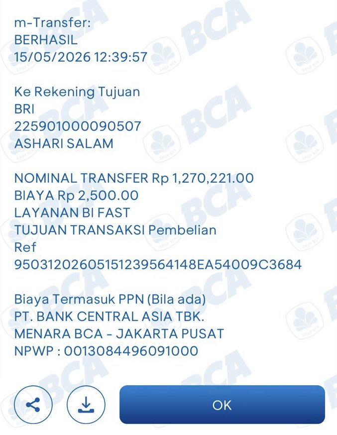 Nununinaaaa's tweet photo. Nitip ya kak
Ini juga ya guys, @DiskoAdiicc 
Scammer tiket FANCON Mono Jaehyun

Cek di google “cekrekening”
225901000090507 Ashari Salam BRI https://t.co/WNpTTz4KsF