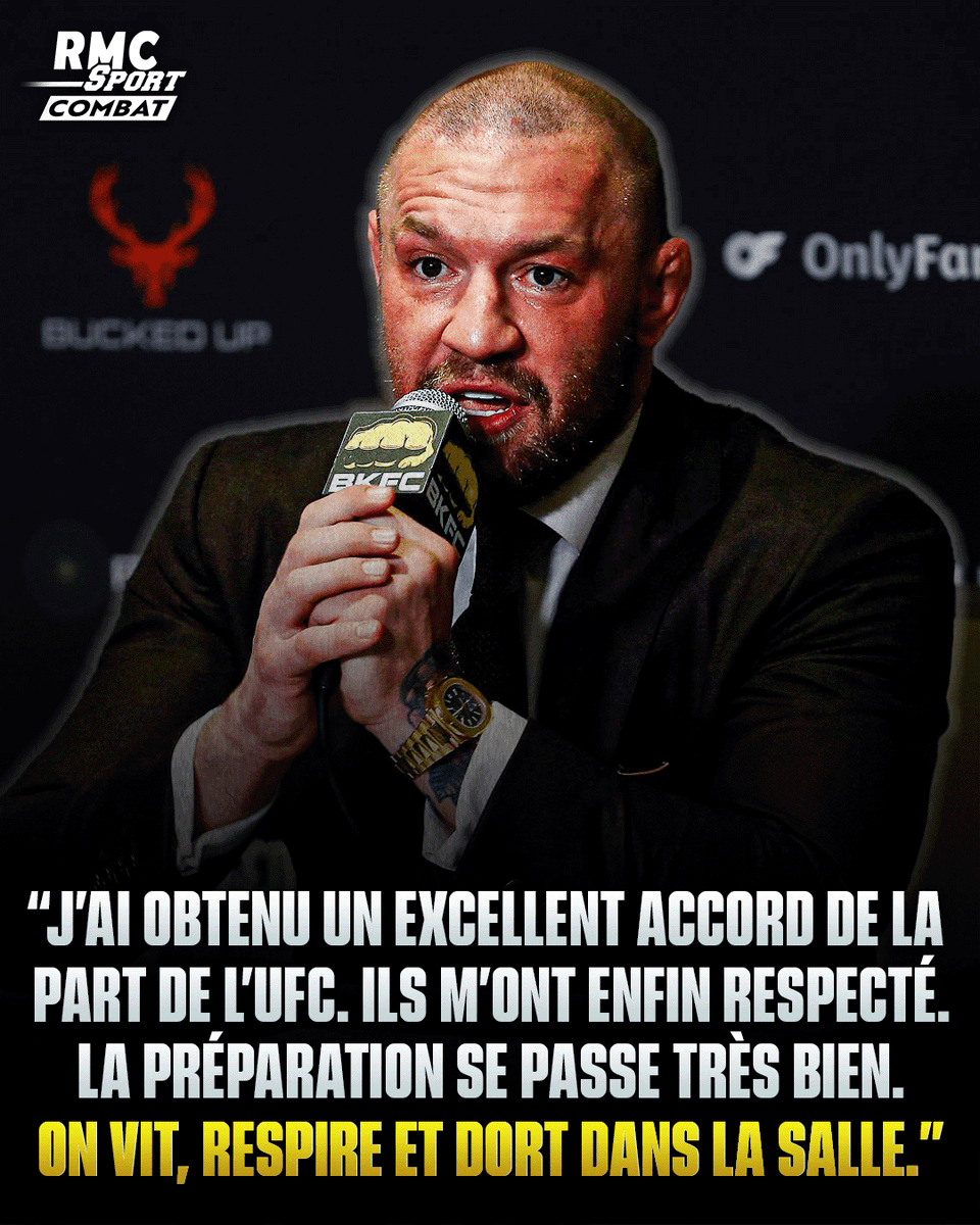 RMCSportCombat's tweet photo. 🚨 McGregor s’exprime sur son retour !!

🇮🇪 Le retour de l’Irlandais est officiel depuis une semaine et pour la première fois, il évoque sa négociation avec l’UFC et son camp d'entraînement.

🗣️ Il en a également profité pour parler de son adversaire Max Holloway : “Je l’ai déjà battu auparavant. Notre dernier combat était une démonstration de maîtrise des arts martiaux de ma part. Je compte bien montrer ma croissance et mes améliorations là-dedans.”

(Via Mac Energy)
