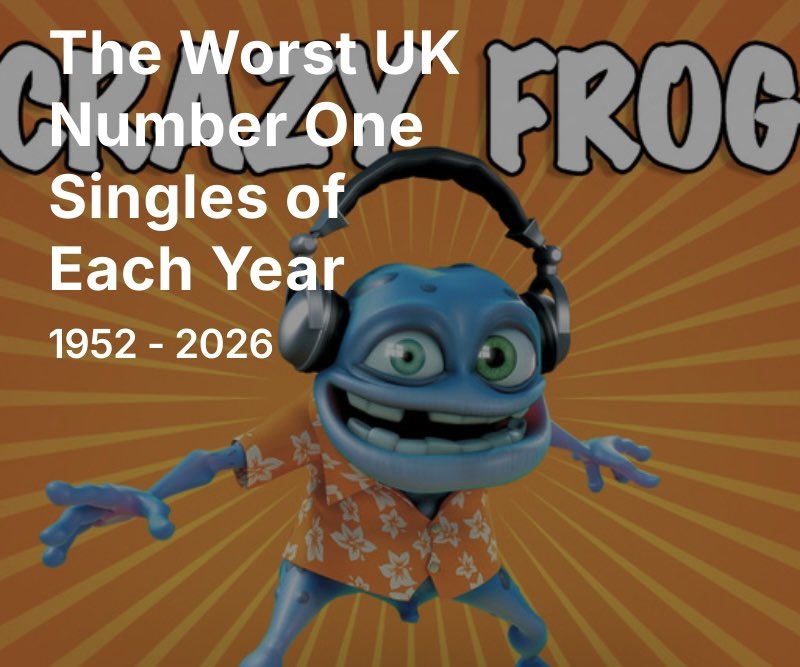 AlbionJake's tweet photo. The worst UK number one singles from 1952 to 2026. According to me. 

https://t.co/rcyPJekDEE https://t.co/bVlH7bM17N