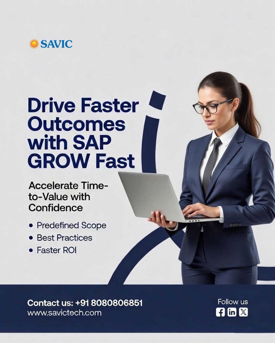 savictechnology's tweet photo. SAP GROW Fast helps organizations accelerate time-to-value through predefined scope, best practices, and structured delivery.

At SAVIC, we help you unlock real business impact with a focused and efficient SAP Cloud ERP implementation. https://t.co/XuhMMva4PF