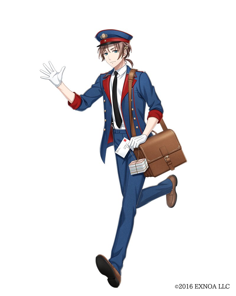BunAl_PR's tweet photo. 【限定召装　 文ヲ運ブ人 第二弾】
今回の限定召装で登場する、郵便配達員風衣装を公開いたします。
コナン・ドイル
内田百閒
川端康成
太宰治
#文アル https://t.co/M0pKi8LHIF