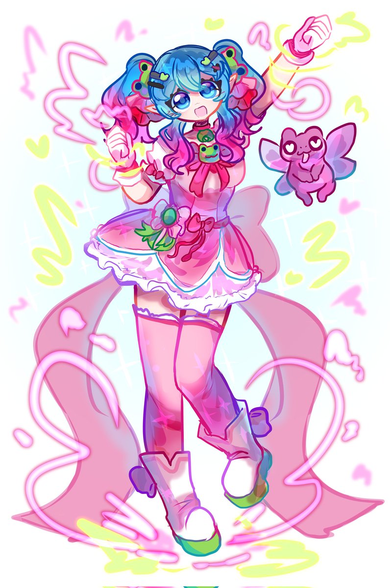 Pinkicafe「 Magical Frog Girl 🐸🌸 」 tweet media