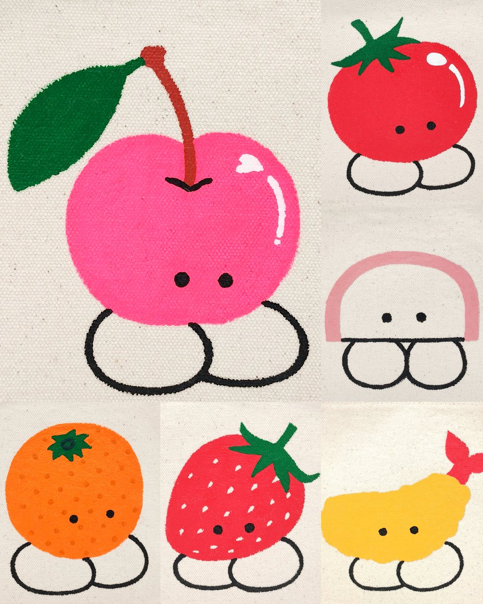PUKONNU's tweet photo. コミティア156用に追加制作した手描きのミニポーチ20点

画像1は今回の新キャラです。
🍒さくらんぼ
🍅トマト
🍊みかん
🍓いちご
🍤エビ天かエビフライ
∩かまぼこ

こちらの20点+手元にある分を合わせて40種類以上持ち込みます。
各¥800~1,000

#コミティア156 #COMITIA156 #コミティアお品書き https://t.co/WpAut9Gye0