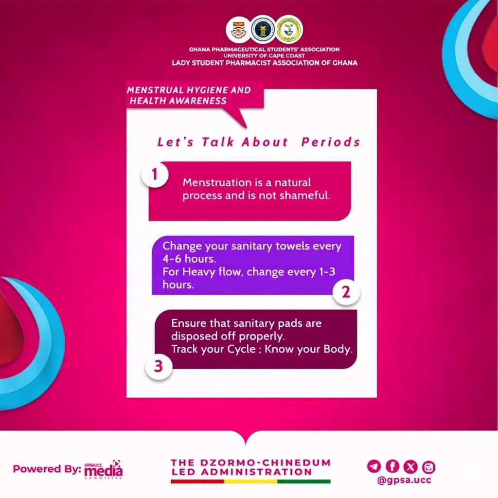 GpsaUcc's tweet photo. A period is natural and is nothing to be ashamed of.
Letβs continue breaking the silence, promoting menstrual hygiene and empowering young girls through education and supportπΈπ©Έ
#menstrualhealthandhygiene
#endperiodpoverty
#laspagucc
POWERED BY: LASPAG UCC AND GPSA UCC MEDIA https://t.co/XriXLrLEoc