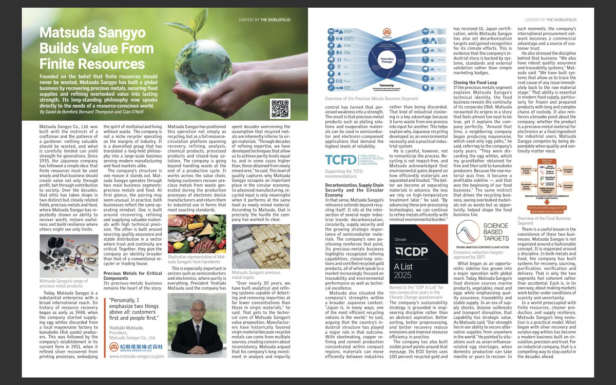 TheWorldfolio's tweet photo. New report out now in Newsweek International! 
Our latest features spotlight how Japanese industry leaders are turning structural hurdles into competitive advantages using AI, recycling, and heavy industry.
Read more on https://t.co/j8WQsqhIb3
#TheWorldfolio #Newsweek #Japan https://t.co/gIm7Mz4Q4f